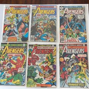 Vintage lot 6 The Avengers comics Thanos Vision Scarlet Witch Thor Black Panther